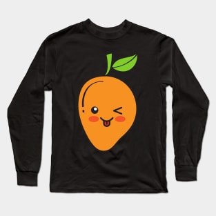 Cute Mango winking and blushing Long Sleeve T-Shirt